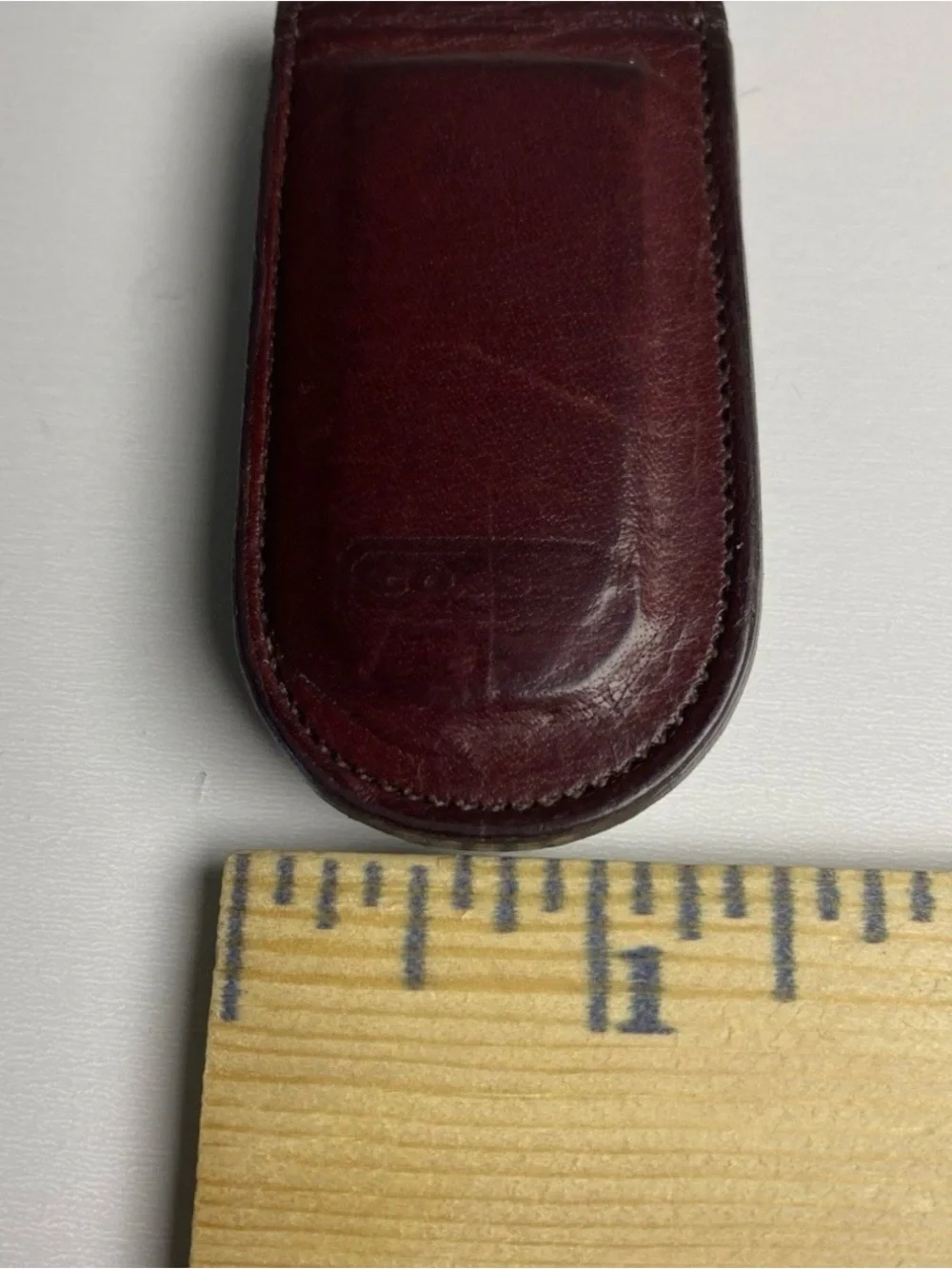 Coach Burgundy Leather Magnetic Money Clip